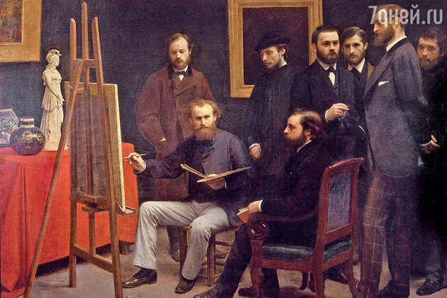 Фото репродукции картины «Ателье в Батиньоле» работы Анри Фантен-Латура, 1870 г. музей Орсе, Париж Фото репродукции картины «Ателье в Батиньоле» работы Анри Фантен-Латура, 1870 г. музей Орсе, Париж