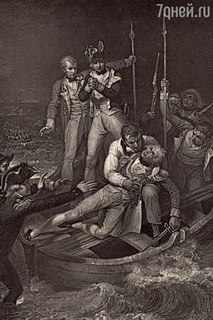 В феврале 1797-го при штурме испанской крепости Санта-Крус Горацио был ранен. Иллюстрация из книги Роберта Саути «Жизнь Нельсона», 1813 г. В феврале 1797-го при штурме испанской крепости Санта-Крус Горацио был ранен. Иллюстрация из книги Роберта Саути «Жизнь Нельсона», 1813 г.