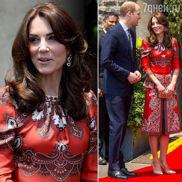 Кейт Миддлтон в платье от Alexander McQueen с супругом в Мумбаи Кейт Миддлтон в платье от Alexander McQueen с супругом в Мумбаи