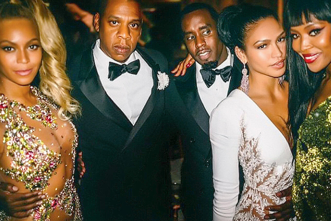 Бейонсе с мужем Jay-Z, Пи Дидди, Кэсси Вентурой и Наоми Кэмпбелл