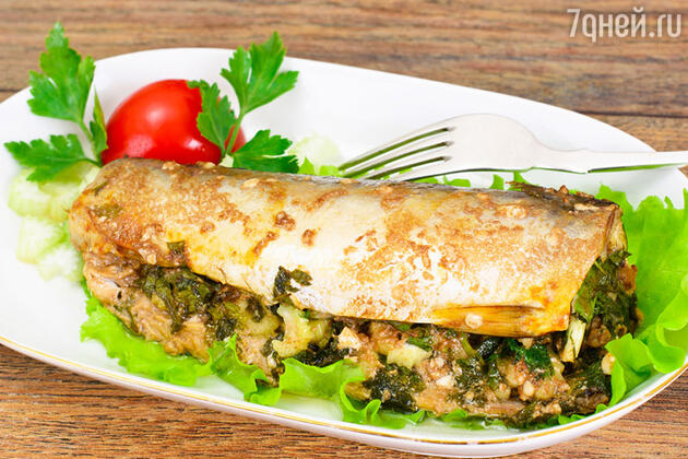 Скумбрия, фаршированная сыром и грибами Скумбрия, фаршированная сыром и грибами