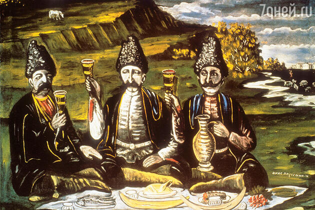 Фото репродукции картины Н. Пиросмани «Кутеж трех князей на лужайке» Фото репродукции картины Н. Пиросмани «Кутеж трех князей на лужайке»