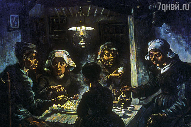 Сказать, что люди в Боринаже жили бедно, — значит не сказать ничего. Роскошью здесь считались не только мясо, но и теплая одежда, мыло... Фото репродукции картины Ван Гога «Едоки картофеля», 1885 г. Сказать, что люди в Боринаже жили бедно, — значит не сказать ничего. Роскошью здесь считались не только мясо, но и теплая одежда, мыло... Фото репродукции картины Ван Гога «Едоки картофеля», 1885 г.