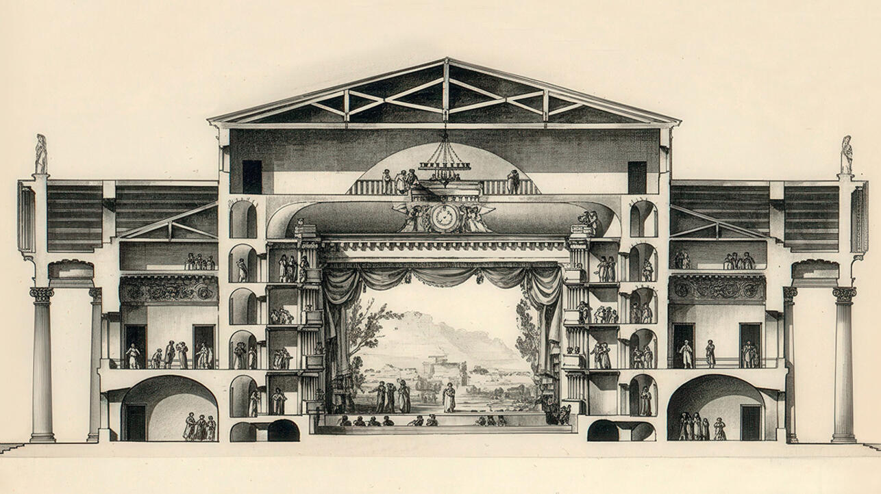 Поперечный разрез здания театра