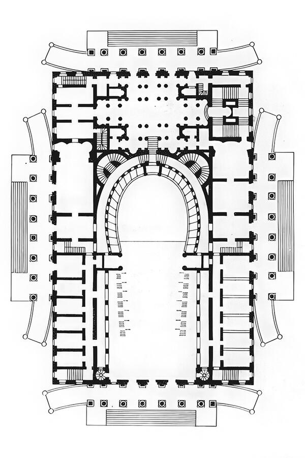 План первого этажа, выполненный архитектором А. Кавосом 