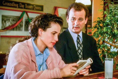 С Биллом Мюрреем в фильме «День сурка». 1993 г.