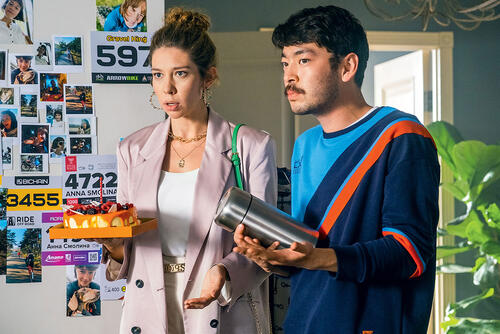 С Аскаром Ильясовым в фильме  «Поехавшая».  2023 г.