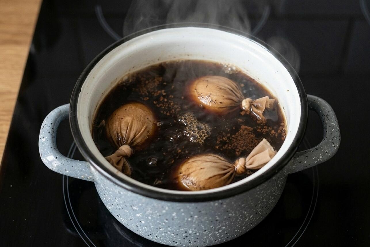 Как покрасить яйца кофе: пошаговый гайд по окрашиванию без химии