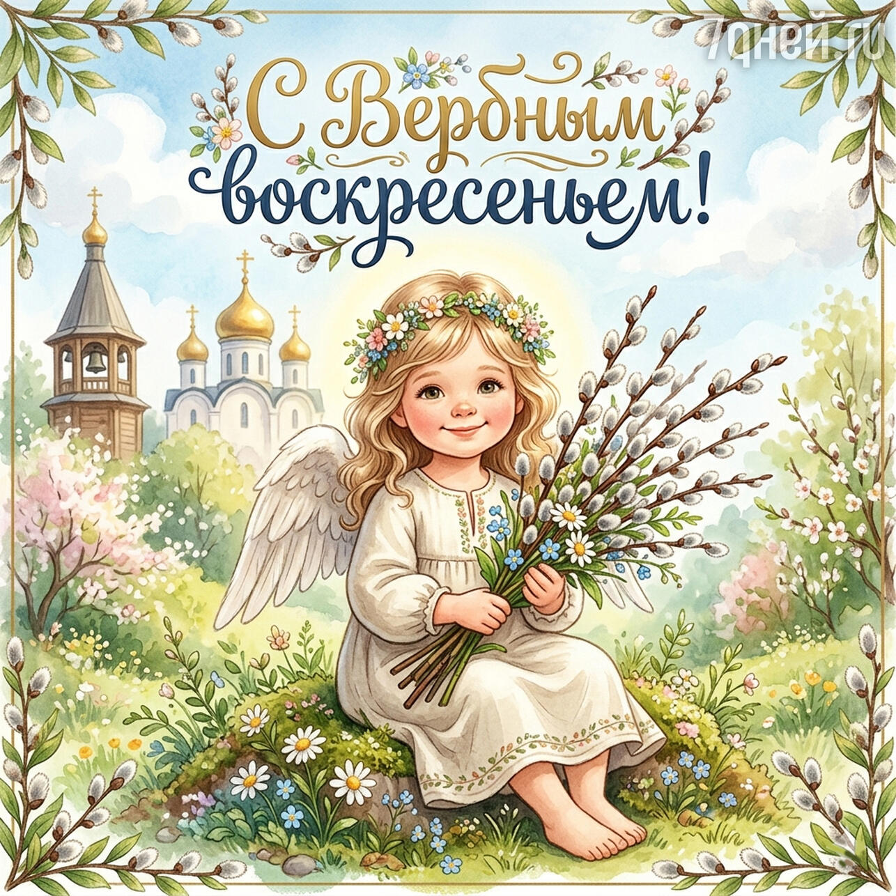 красивые открытки на Вербное воскресенье 2026