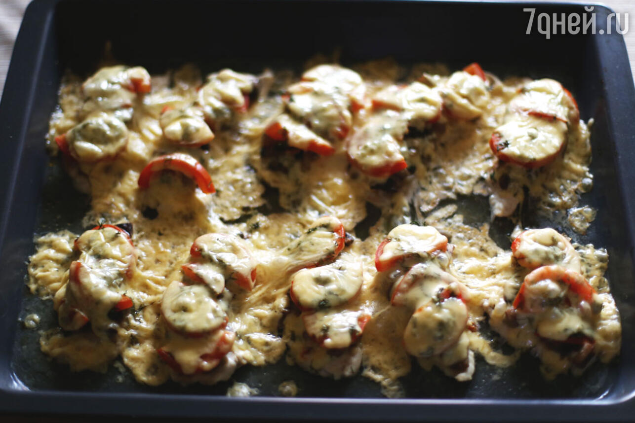 Картошка с мясом и грибами под сыром в духовке рецепт