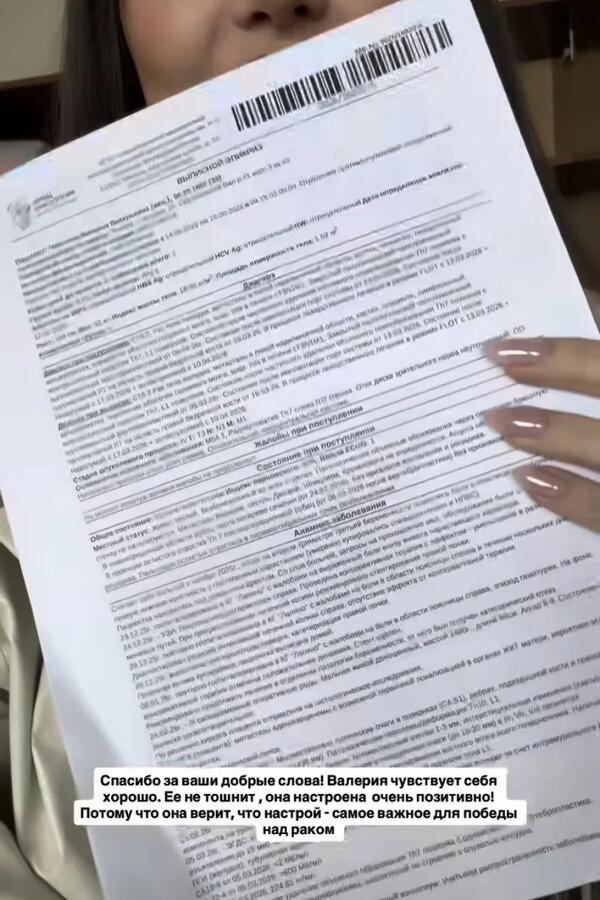 Лерчек впервые показала документы после пятого курса химиотерапии: «Все официально»
