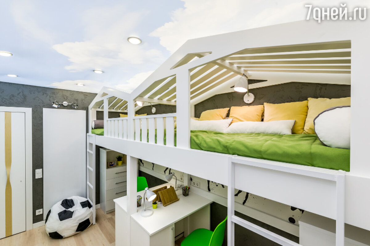 Дизайн комнаты с кроватью чердаком