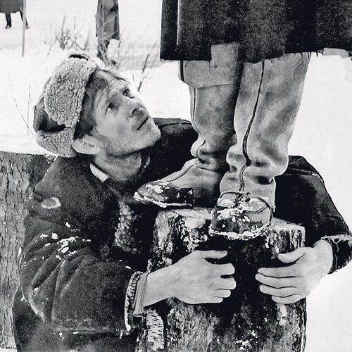 «Потом было «Восхождение» Ларисы Шепитько — первая советская картина, которая получила «Золотого медведя» на кинофестивале в Берлине». Владимир Гостюхин в фильме «Восхождение», 1976 год
