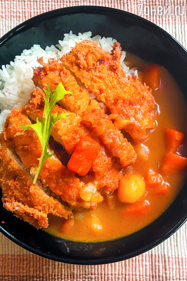 Японская кухня: Рис карри без соуса с курицей