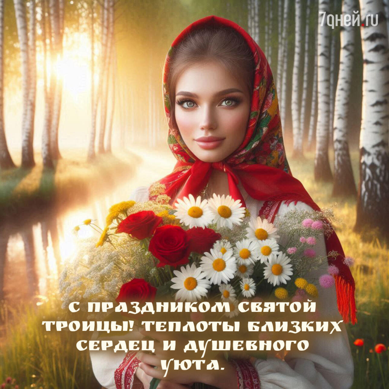 открытки с Троицей, поздравления с Троицей, открытки ко дню Святой Троицы, красивые открытки Троица, Троица 2025, пожелания на Троицу, христианские открытки, добрые слова к Троице, картинки с Троицей, утренние поздравления Троица