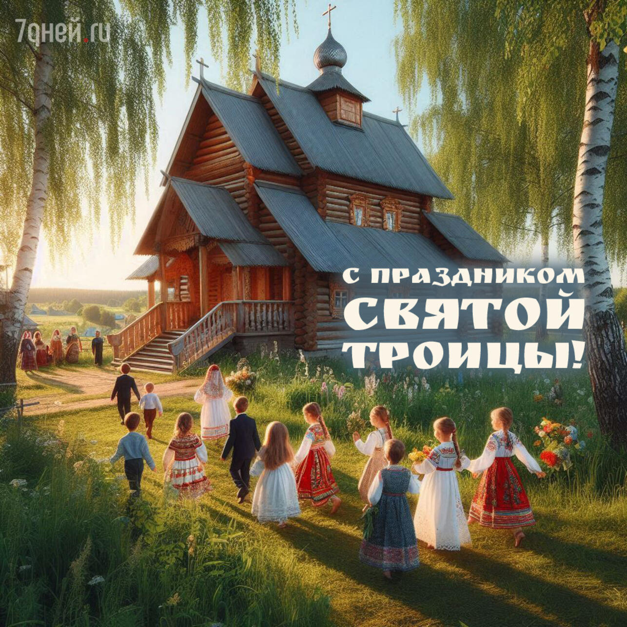 открытки с Троицей, поздравления с Троицей, открытки ко дню Святой Троицы, красивые открытки Троица, Троица 2025, пожелания на Троицу, христианские открытки, добрые слова к Троице, картинки с Троицей, утренние поздравления Троица