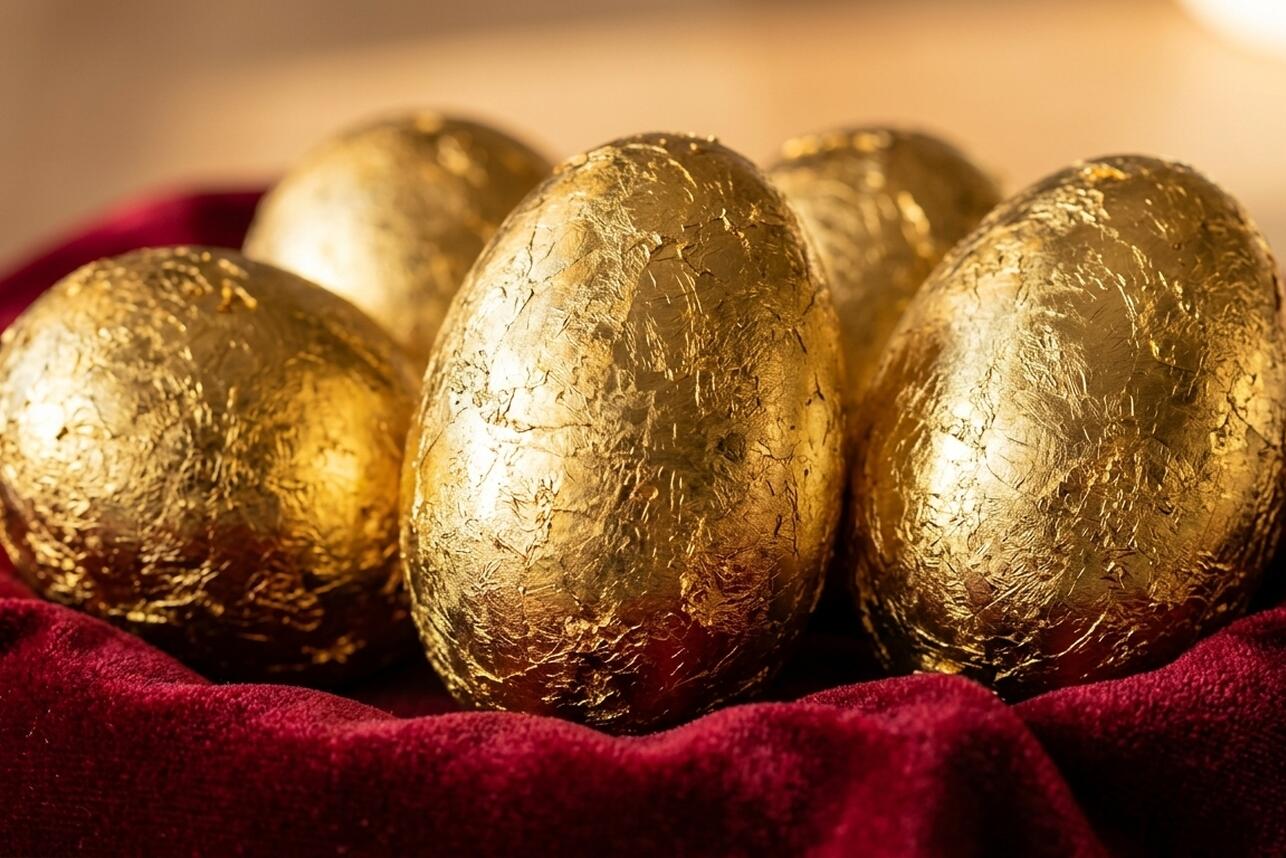 Пасхальное яйцо в технике золочения поталью
