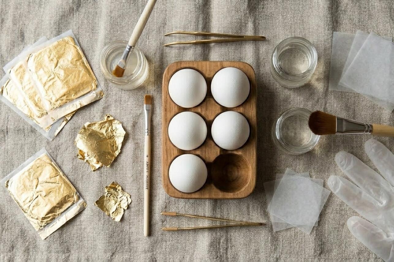 Пасхальное яйцо в технике золочения поталью