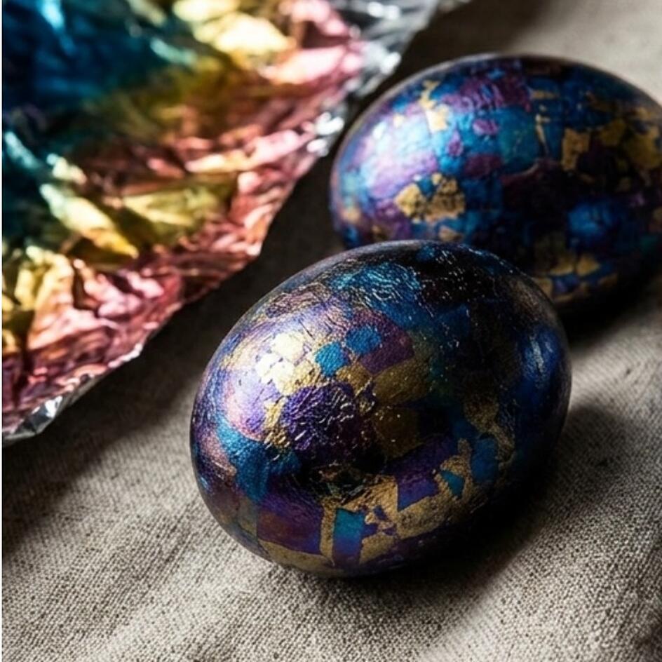 Космический мрамор или золото? Два способа покрасить яйца фольгой, которые поразят всех