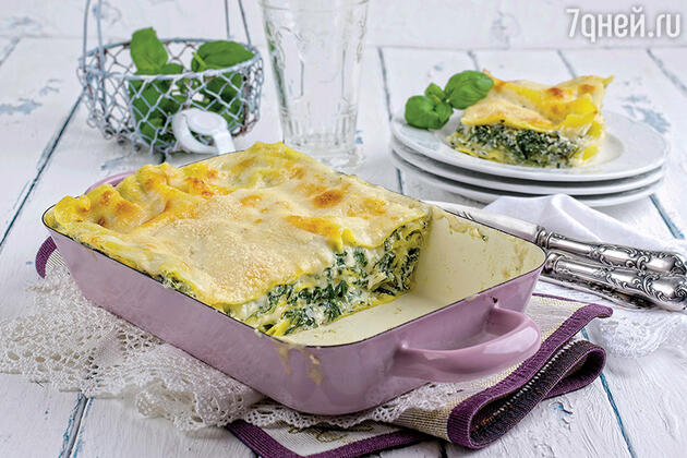 Лазанья со шпинатом. Фото