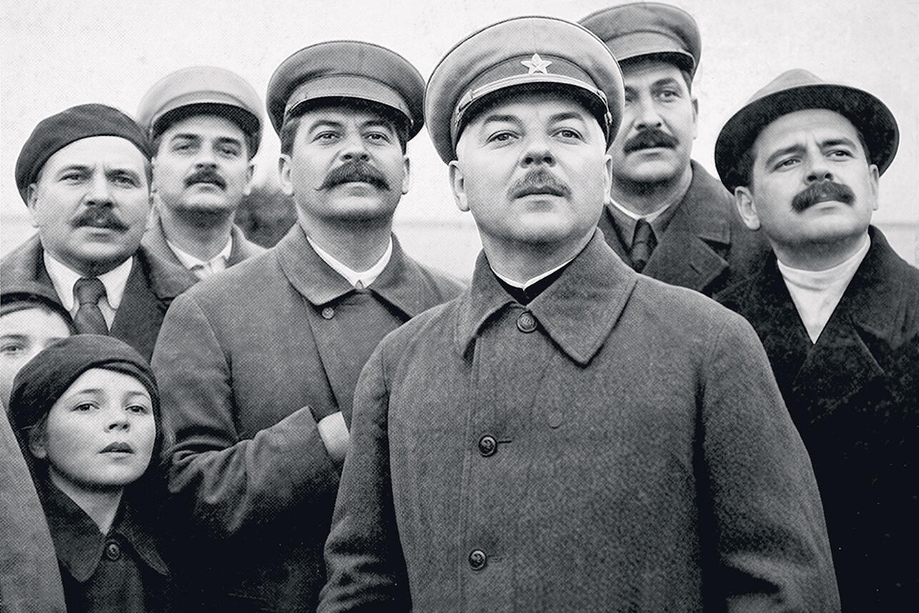 Оля Аросева с отцом Александром, Николай Шверник, Иосиф Сталин, Клим Ворошилов, Лазарь Каганович