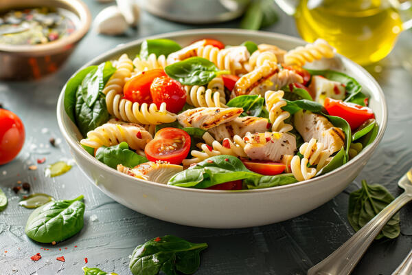 Макаронный салат «Веселые спиральки»