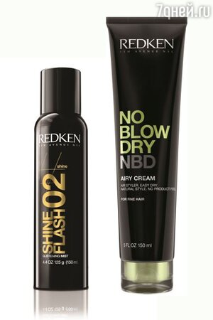 Спрей-дымка для естественного блеска волос Shine Flash 02 и крем-стайлинг для тонких волос Airy Cream, Redken