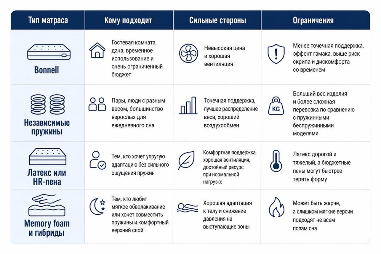 Как выбрать идеальный матрас для здорового сна - инфографика