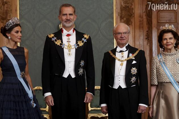 Королева Летиция, король Филипп, король Карл Густав и королева Сильвия - фото