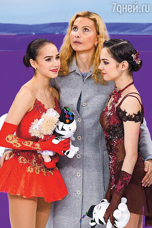 Алина Загитова, Этери Тутберидзе и Евгения Медведева