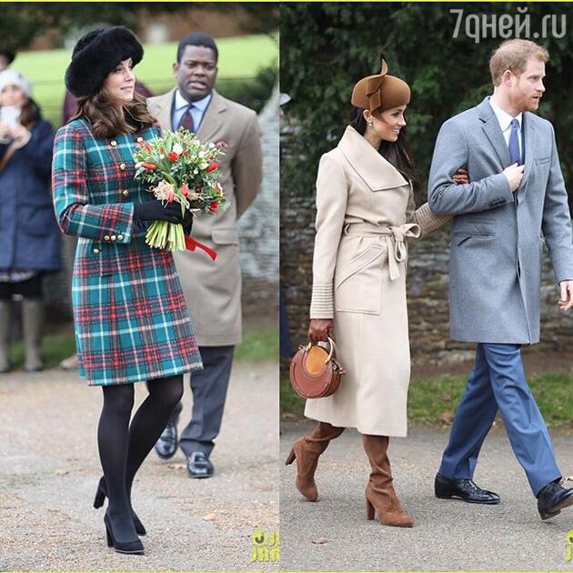 Герцогиня Кейт и Меган Маркл с принцем Гарри