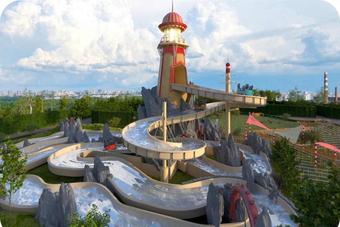 «Остров Мечты» приступил к монтажу водного аттракциона в открытом парке. Фото