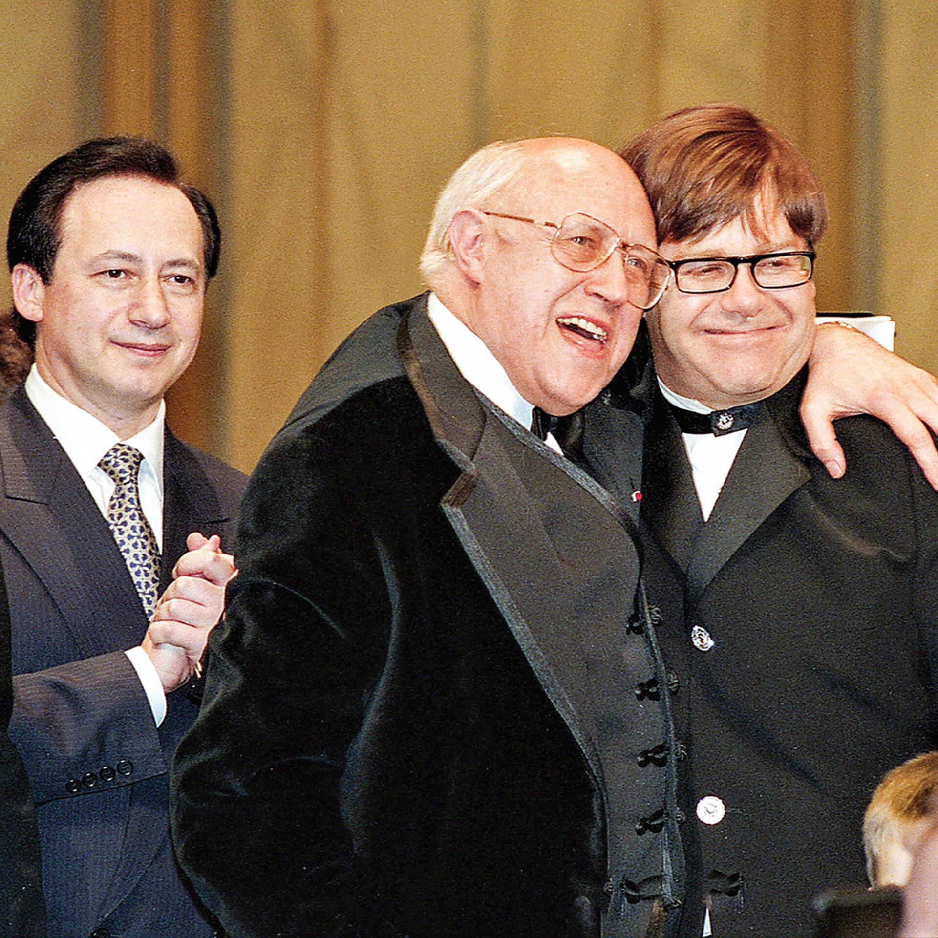 Мстислав Ростропович с Владимиром Спиваковым и Элтоном Джоном 