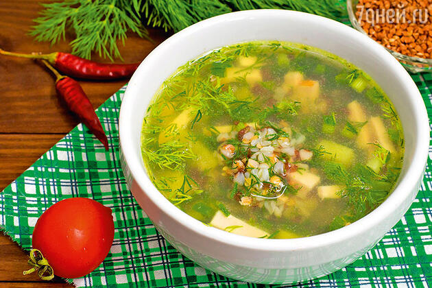 Овощной суп с гречкой и зеленью