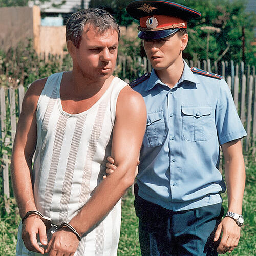 Александр Мохов и Сергей Безруков на съемках сериала «Участок», 2003 год