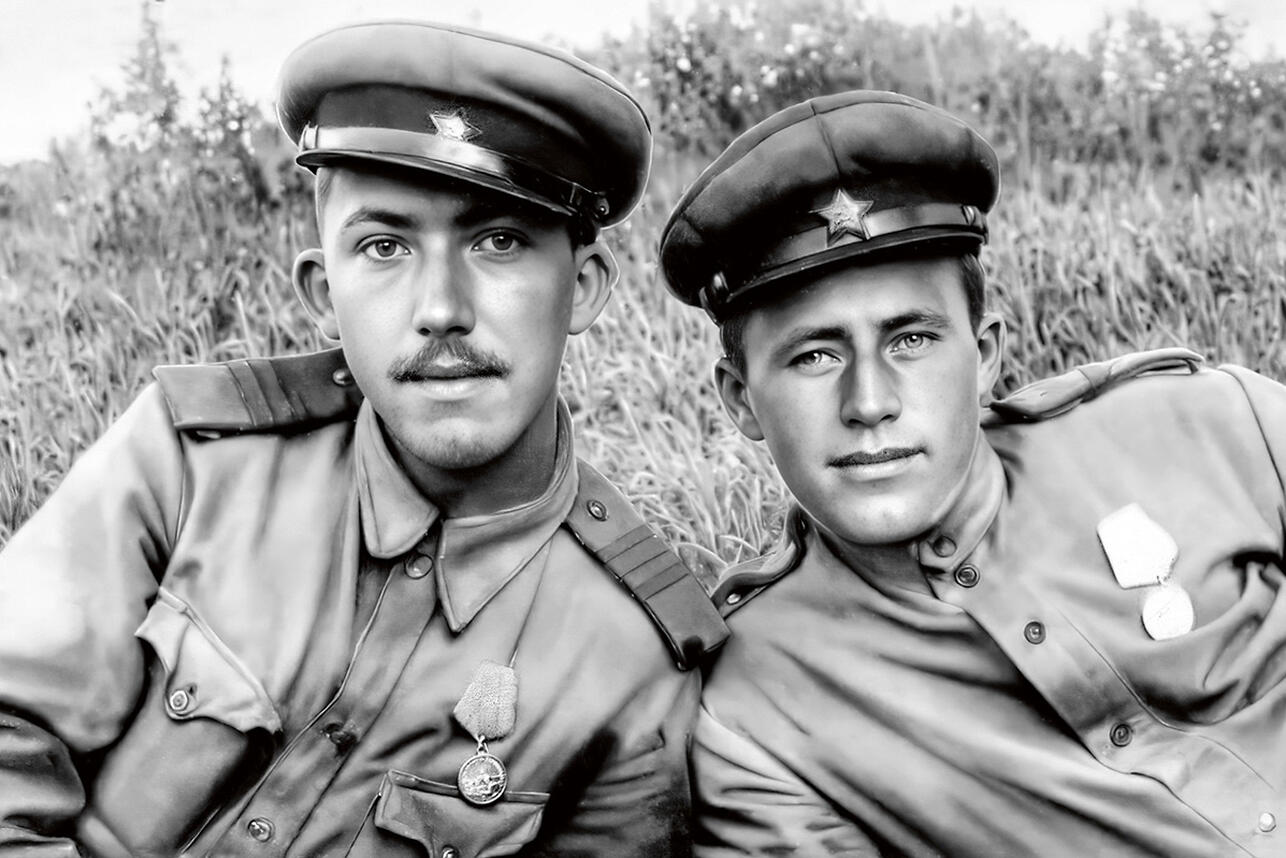 Юрий Никулин с фронтовым товарищем