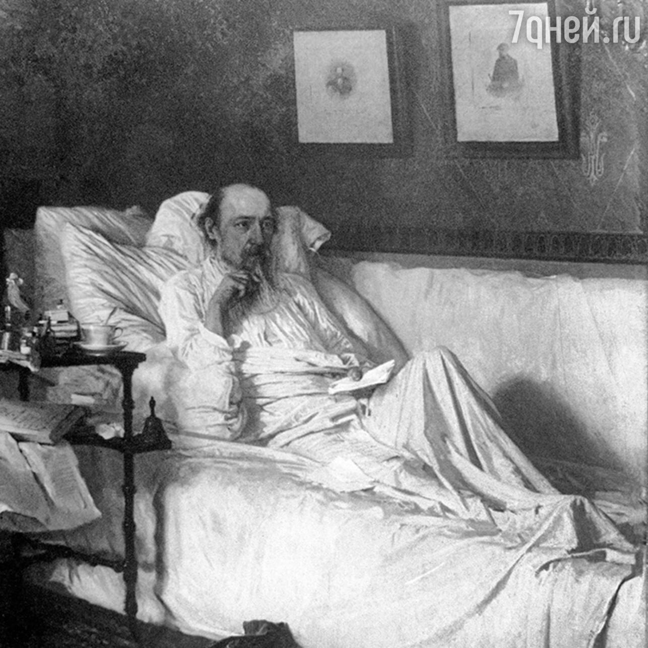 Картина Крамского «Николай Некрасов в период «Последних песен». 1877 г. Фрагмент