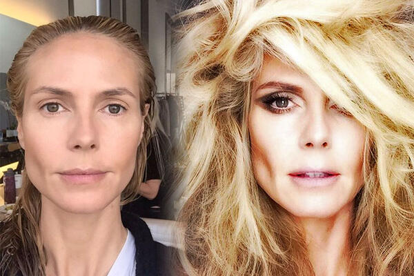 41-летняя Хайди Клум показала, как сильно меняется с помощью макияжа